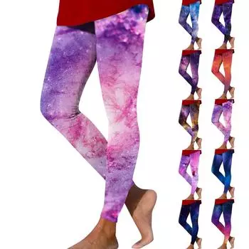 Женские модные облегающие эластичные повседневные брюки для йоги с принтом и эластичной талией L синий