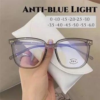Женские модные очки с минусом диоптрий, модные компьютерные очки с антисиним светом, унисекс, очки для близи, модные простые очки 0