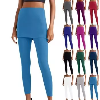 Женские модные однотонные эластичные поясные сумки на бедрах, поддельные леггинсы из двух частей, повседневные брюки L чёрный