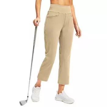 Женские модные однотонные брюки с карманами и высокой талией, спортивные, для йоги, повседневные, укороченные L бежевый