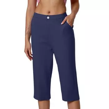 Женские модные однотонные брюки с пуговицами и карманами, с высокой талией, спортивные, для йоги, повседневные, укороченные XXL