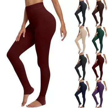 Женские модные однотонные брюки с утолщенной подкладкой, узкие брюки с высокой талией, теплые брюки One Size чёрный