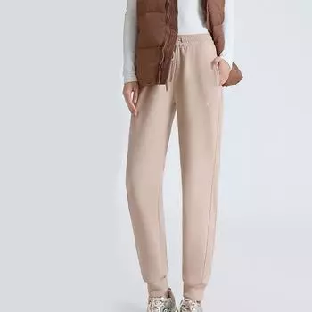 Женские модные однотонные брюки с высокой талией, повседневные удобные свободные спортивные брюки, осенне-зимние ветрозащитные брюки-шаровары со шнурком S чёрный