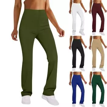 Женские модные однотонные облегающие брюки с высокой талией для йоги и микроповседневного ношения L армия зеленый