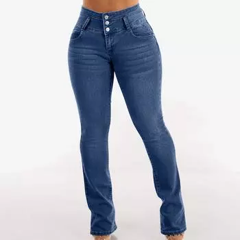 Женские модные однотонные облегающие джинсы с эластичной талией, облегающие и маленькие ноги XXL синий