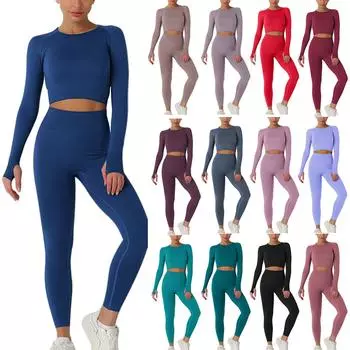 Женские модные однотонные обтягивающие брюки с высокой талией и длинными рукавами, одежда для занятий йогой и фитнесом L чёрный