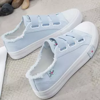 Женские модные однотонные парусиновые кроссовки Superstar с вулканизированной петлей на крючке