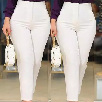 Женские модные однотонные повседневные брюки, длинные летние удобные брюки до икры XXL белый