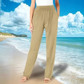 Женские модные однотонные повседневные брюки L хаки