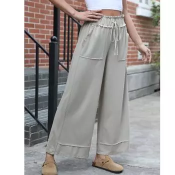 Женские модные однотонные повседневные брюки L светло-серый