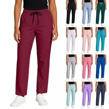 Женские модные однотонные повседневные брюки с эластичной резинкой на талии и карманами L чёрный