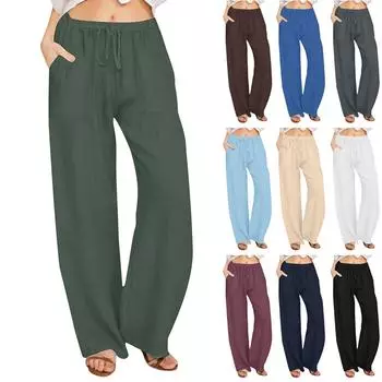 Женские модные однотонные повседневные брюки с эластичным карманом и завязками на резинке L армия зеленый