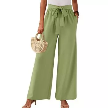 Женские модные однотонные повседневные брюки с карманами на шнурке и высокой талией M