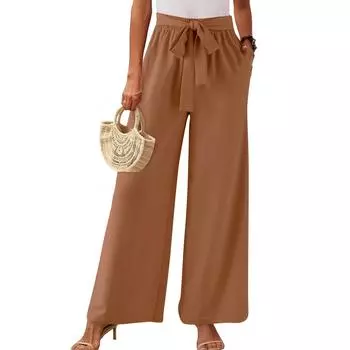 Женские модные однотонные повседневные брюки с карманами на шнурке и высокой талией M