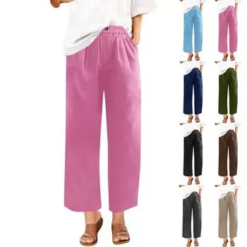 Женские модные однотонные повседневные брюки с карманами и эластичной резинкой на талии XXL розовый