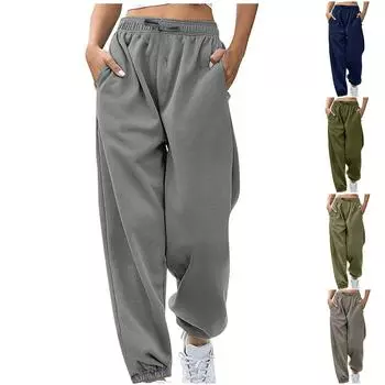 Женские модные однотонные повседневные брюки, санитарные брюки, эластичный пояс на шнурке и леггинсы L