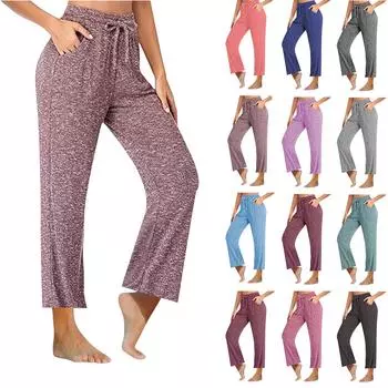 Женские модные однотонные повседневные брюки, широкие брюки L чёрный