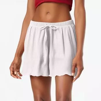 Женские модные однотонные повседневные фактурные безкарманные удобные эластичные шорты с иглой S светло-серый