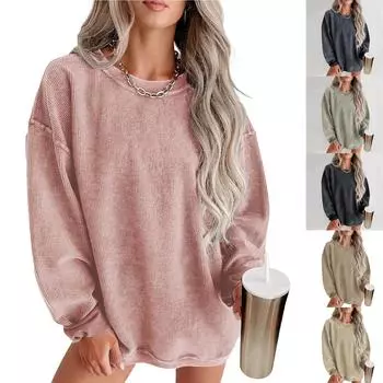 Женские модные однотонные повседневные пуловеры с круглым вырезом и длинными рукавами M зелёный