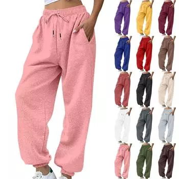 Женские модные однотонные повседневные свободные спортивные штаны на шнурке L армия зеленый