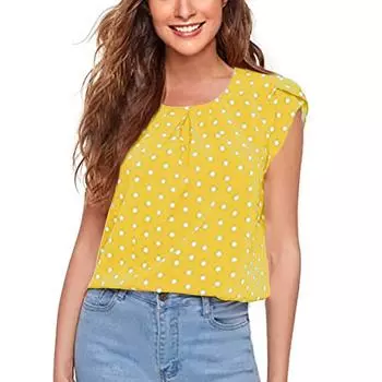 Женские модные однотонные повседневные топы с короткими рукавами и круглым вырезом на пуговицах XXXXL жёлтый