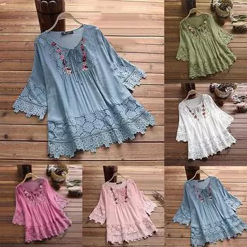 Женские модные однотонные повседневные топы со средним рукавом и завязками из кружева L зелёный