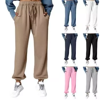 Женские модные однотонные рабочие брюки повседневные брюки с карманами L чёрный