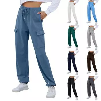 Женские модные однотонные рабочие брюки повседневные брюки с карманами XXL чёрный