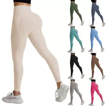 Женские модные однотонные штаны для йоги с высокой талией, узкие спортивные штаны для фитнеса S