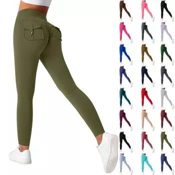 Женские модные однотонные штаны для йоги с высокой талией, узкие спортивные штаны для фитнеса L розовый