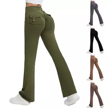 Женские модные однотонные штаны для йоги с высокой талией, узкие спортивные штаны для фитнеса L армия зеленый