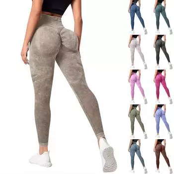 Женские модные однотонные штаны для йоги с высокой талией, узкие спортивные штаны для фитнеса L кофейный