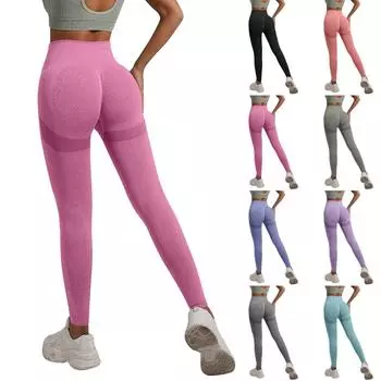 Женские модные однотонные штаны для йоги с высокой талией, узкие спортивные штаны для фитнеса S