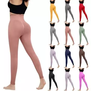 Женские модные однотонные штаны для йоги с высокой талией, узкие спортивные штаны для фитнеса XL красный