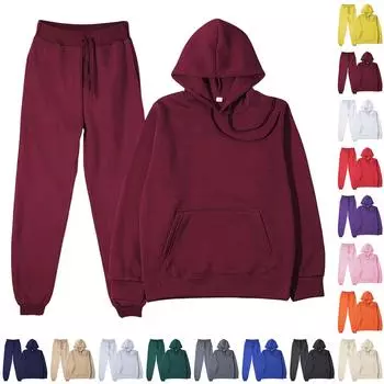 Женские модные однотонные свободные комплекты из 2 предметов, толстовки, спортивные штаны, спортивные костюмы, спортивные комплекты для активного отдыха L чёрный