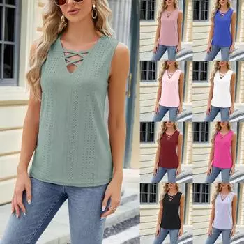 Женские модные однотонные топы без рукавов с V-образным вырезом, жилет на пуговицах, топы S синий