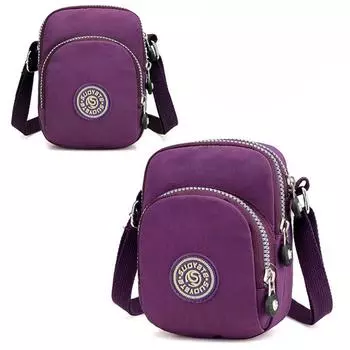 Женские модные однотонные водонепроницаемые нейлоновые сумки через плечо с молнией и принтом фиолетовый