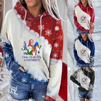 Женские модные осенне-зимние шапки для лоскутных толстовок с рождественским принтом XL красный