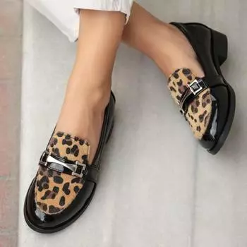 Женские модные оксфорды с леопардовым принтом