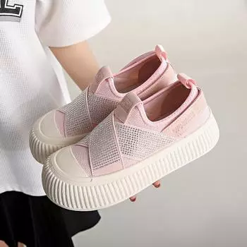 Женские модные парусиновые кроссовки без шнуровки, легкие, эластичные, удобные повседневные низкие кеды для тенниса, прогулочная летняя обувь для женщин 35 чёрный