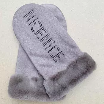 Женские модные перчатки с мохнатыми руками, теплые перчатки на весну и осень, для вождения и езды на открытом воздухе, перчатки серый