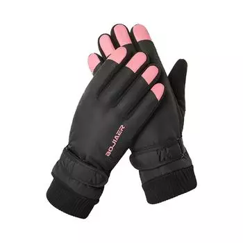 Женские модные перчатки зимние теплые плюшевые утолщенные сенсорные экраны ветрозащитные водонепроницаемые противоскользящие перчатки для вождения розовый