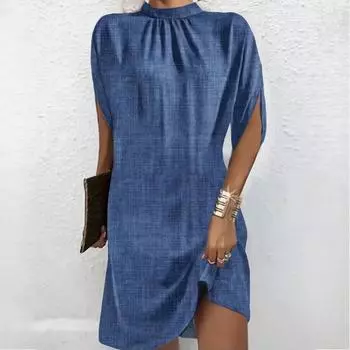 Женские модные платья с круглым вырезом и рукавами «летучая мышь» S зелёный