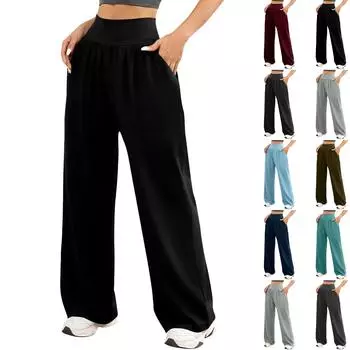 Женские модные полосатые свободные однотонные спортивные брюки повседневные брюки клеш брюки для йоги XXL