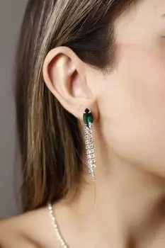 Женские модные посеребренные серьги с висячими камнями для приглашения на свадьбу, помолвку, вечернее платье
