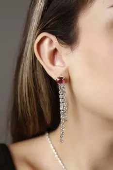 Женские модные посеребренные серьги с висячими камнями для приглашения на свадьбу, помолвку, вечернее платье