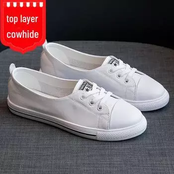 Женские модные повседневные белые туфли из натуральной коровьей кожи 2025 года — удобные, универсальные, модные, всесезонные туфли на плоской подошве для весны 34 чёрный
