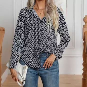 Женские модные повседневные блузки и рубашки-поло с леопардовым принтом и длинными рукавами S белый