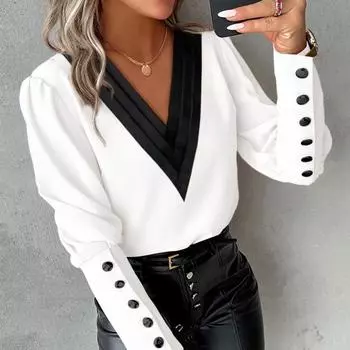 Женские модные повседневные блузки и рубашки с v-образным вырезом и длинными рукавами на весну и осень L абрикосовый