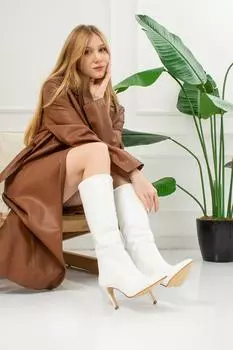 Женские модные повседневные ботинки без молнии на тонком высоком каблуке с нескользящей подошвой и флисовой подкладкой 229